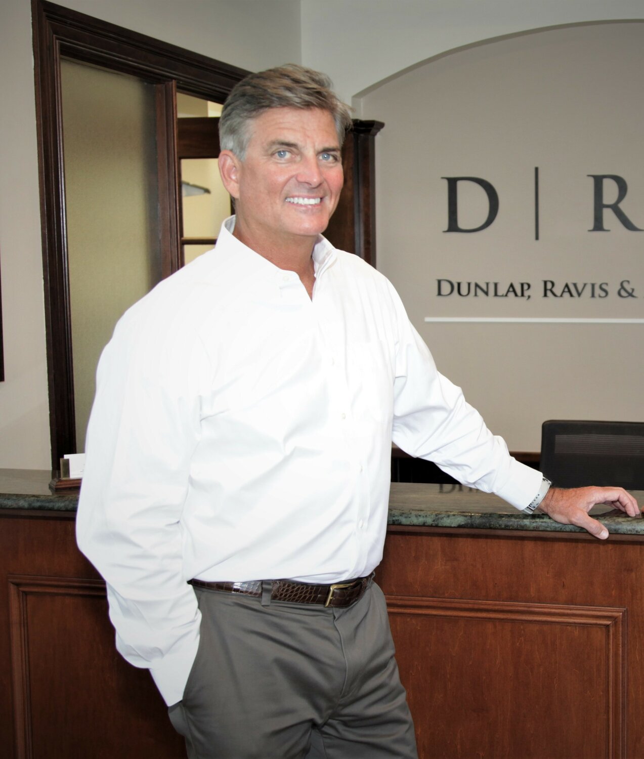 Attorney David Dunlap in the office of his law practice.